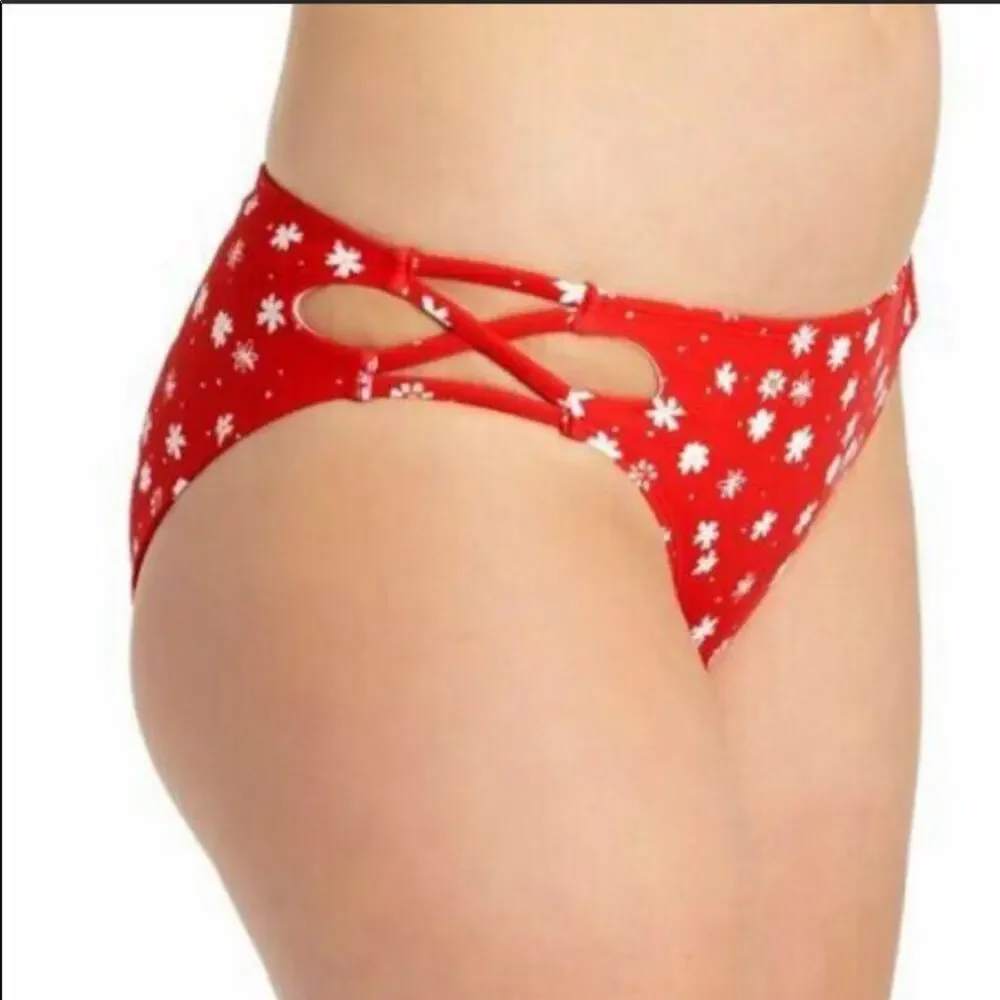 California Waves red strappy bikini swim bottom